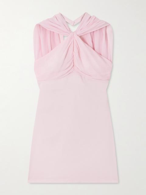 Solene Ruched Chiffon And Satin-crepe Mini Dress