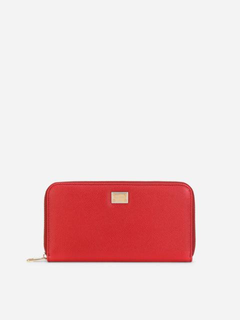 Dauphine leather zip-around wallet