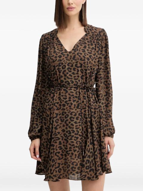 V-neck animal-print mini dress