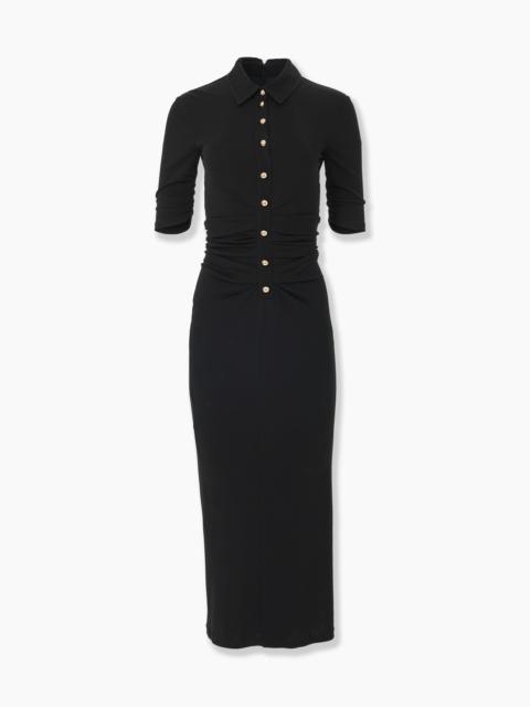 Ruched Button-Front Midi Dress