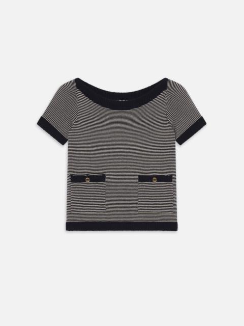 The Cashmere Boatneck in Navy Multi