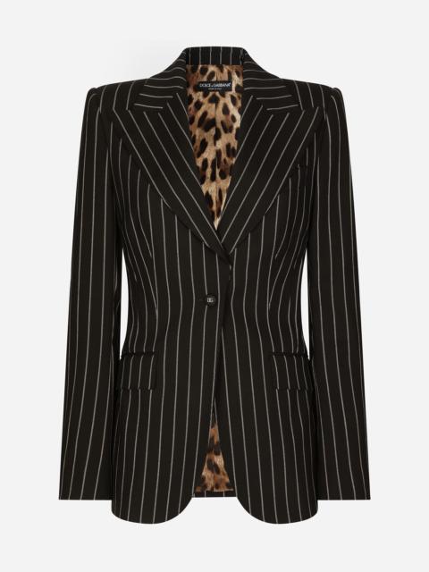 Pinstripe wool Turlington blazer