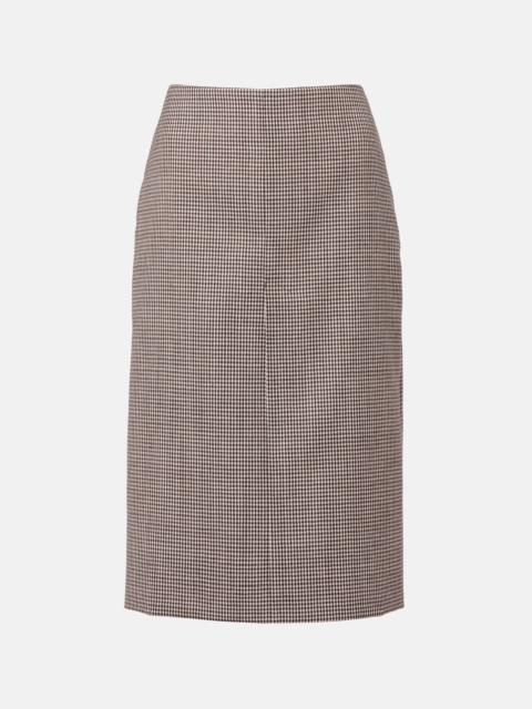 Gingham wool midi skirt
