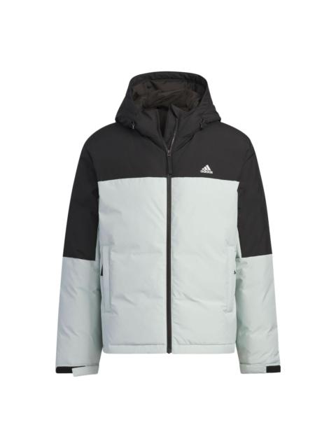 adidas Colorblock Hooded Down Jacket 'Black White' IT8723