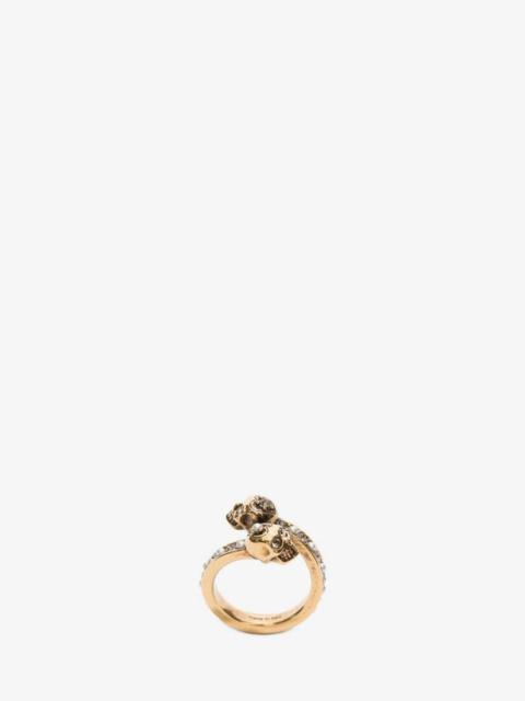 Women's Wrap-around Skull Ring in Gold