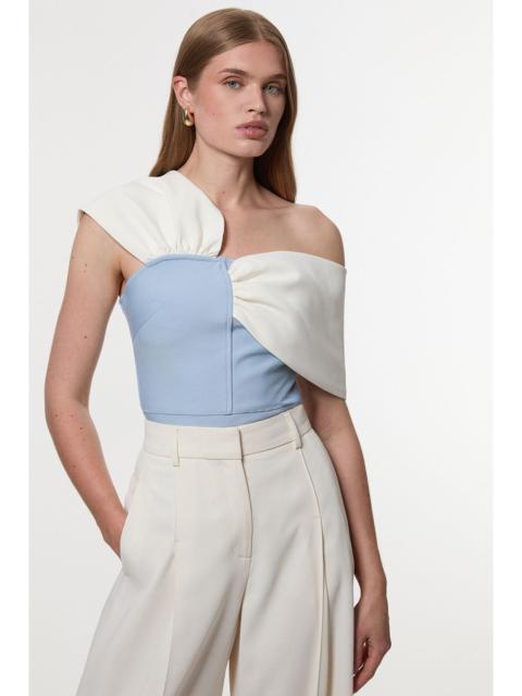 Figure Form Bandage Knit Asymmetric Strap Top