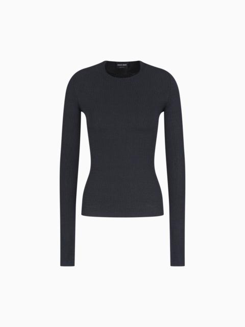 STRETCH VISCOSE BLEND CREW-NECK JUMPER