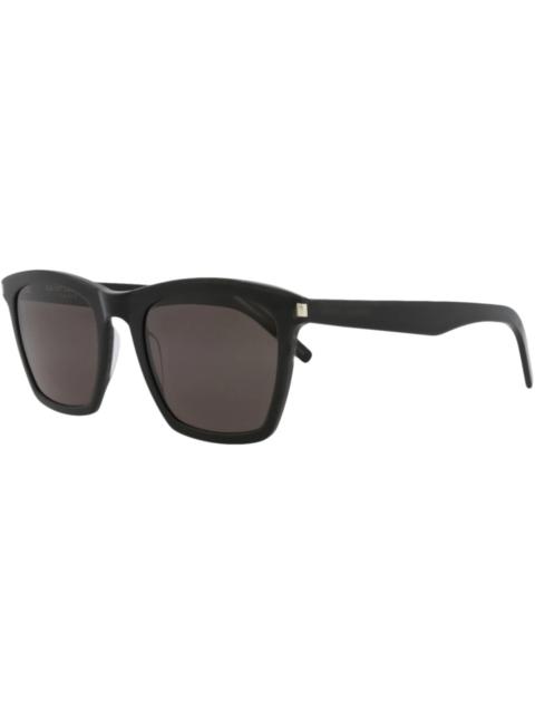 Saint Laurent Square-Frame Acetate Sunglasses Black Black Grey (SL281SLIM-30007110-001)