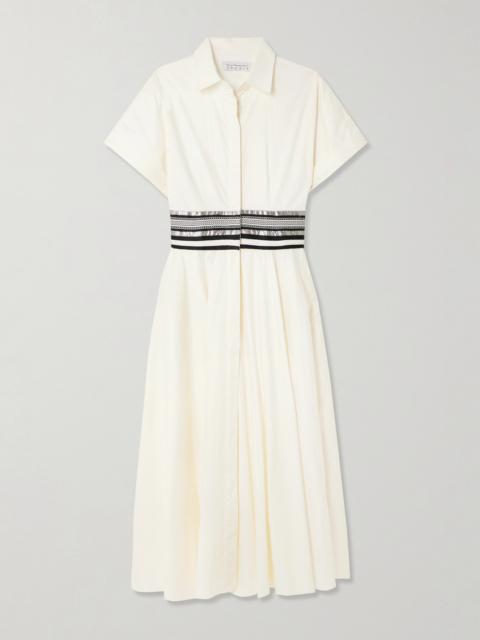 Shams Grosgrain-trimmed Cotton Midi Shirt Dress