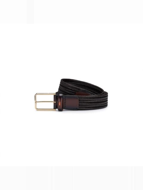 Dark brown woven leather belt