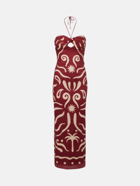 Leda printed halterneck midi dress