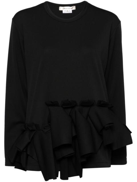 ruffled long-sleeved top