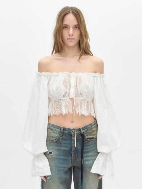 Jorunn Crop Top With Distressed Lace Details