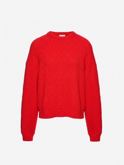 Textured cotton sweater in red