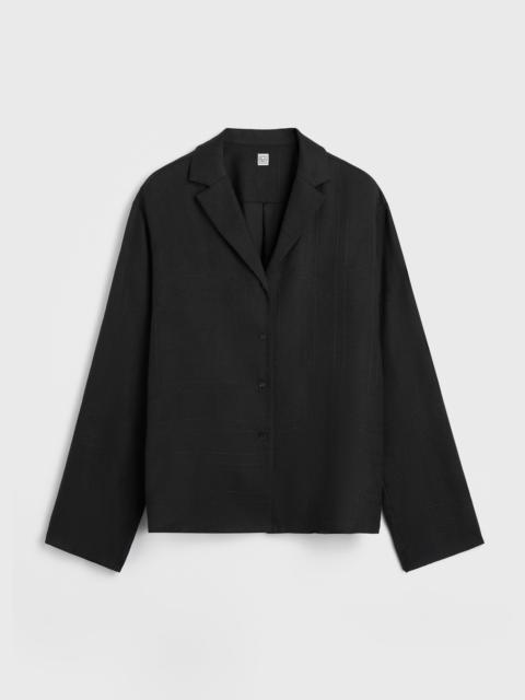 Monogram flannel pj top black