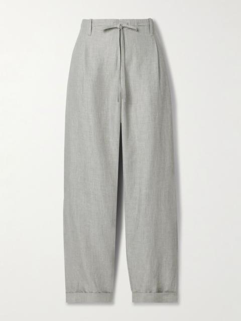 Linen, cotton and wool-blend twill pants Light gray