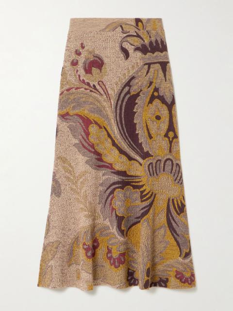 Ribbed paisley-print wool skirt Multi