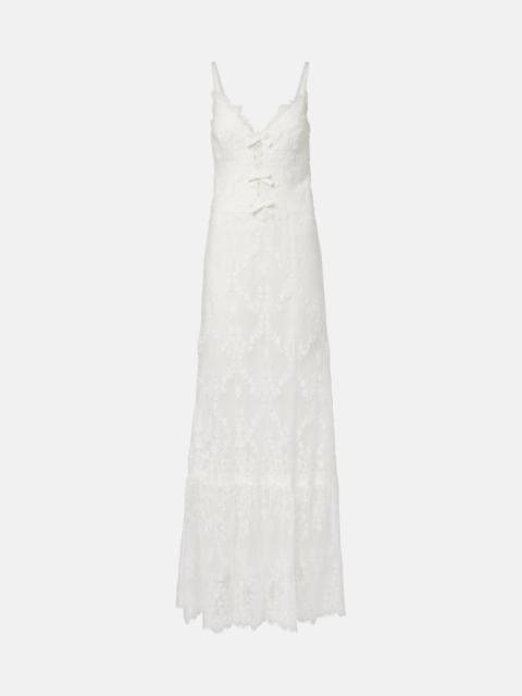 Bridal embroidered cotton-blend maxi dress