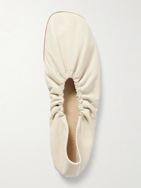 Mica Gathered Leather Ballet Flats
