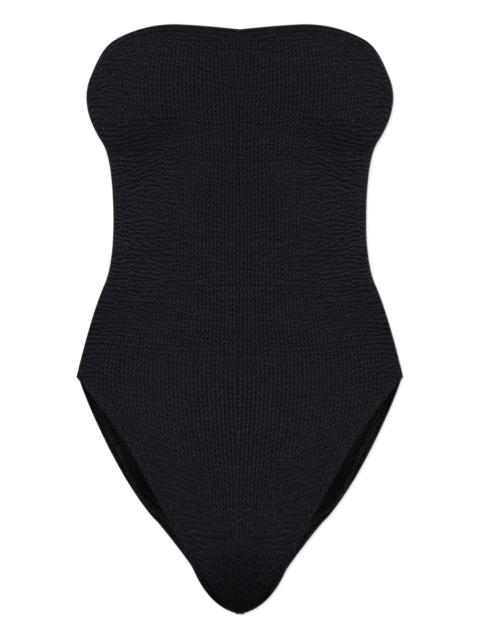 strapless textured swimsuit