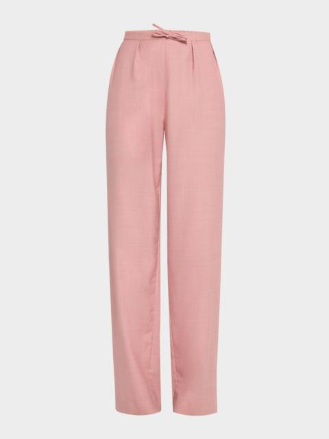 Cove Pleated Elastic Waistband Wool Pants