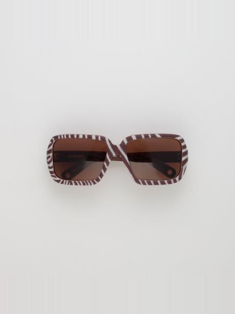 Cabana Oversize Sunglasses in Matt Brown and White Zebra