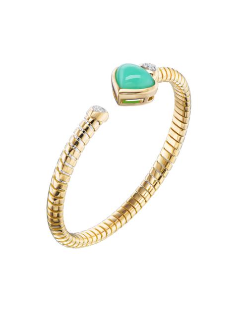 Chrysoprase Diamond Trisolina Bangle Bracelet