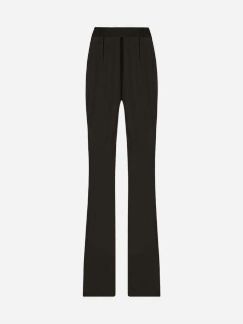 High-waisted flared chiffon pants