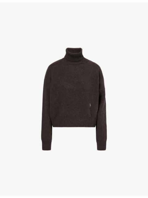 Logo-Embroidered Turtleneck Wool Jumper