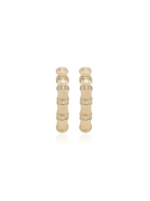 Bamboo 9K Yellow Gold Diamond Earrings gold