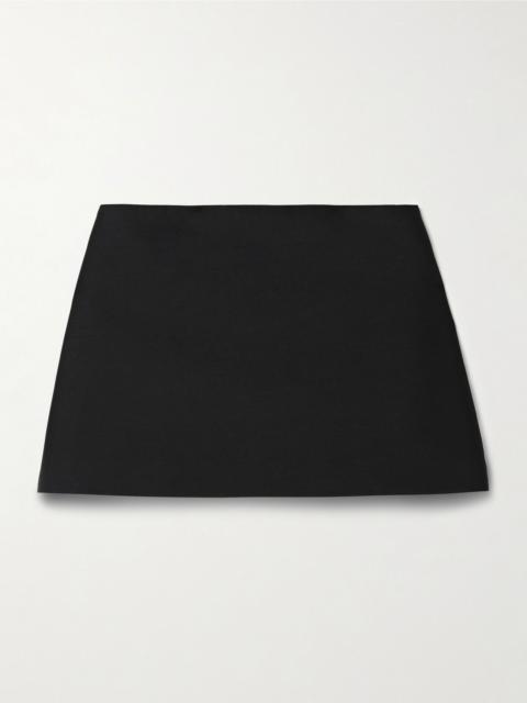 Jett wool and silk-blend faille mini skirt Black