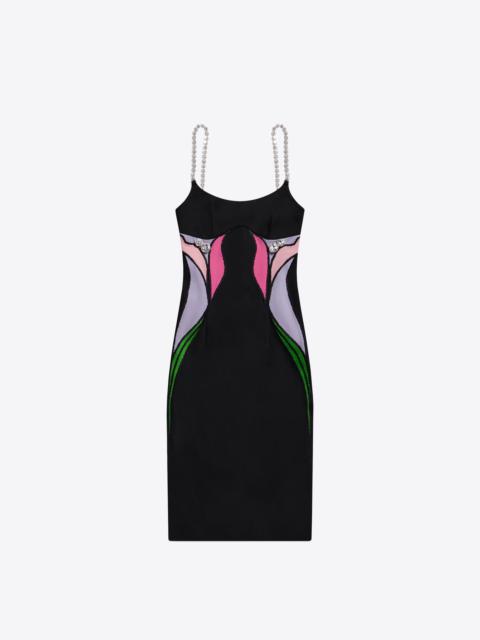 COLORBLOCK LILY FLOWER MIDI DRESS