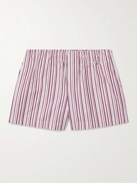 Straight-Leg Striped Cotton-Poplin Shorts
