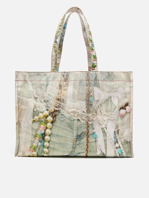 Logo Shoulder Tote Bag - White/green