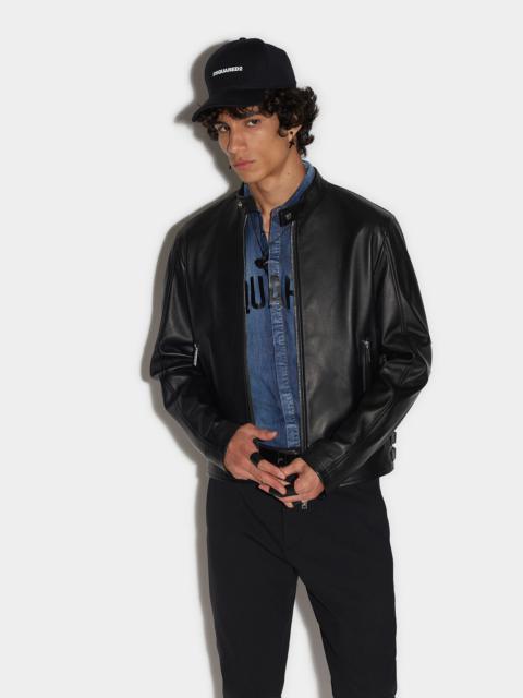 LEATHER BIKER BOMBER