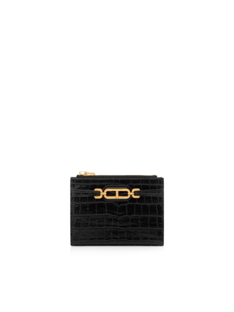 STAMPED CROCODILE LEATHER WHITNEY ZIPPED CARD HOLDER