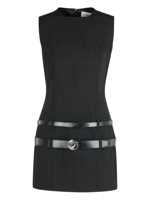 double-belt shift mini dress