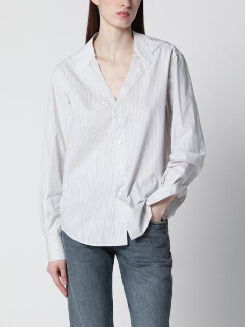 Pinstriped cotton shirt with V-neck