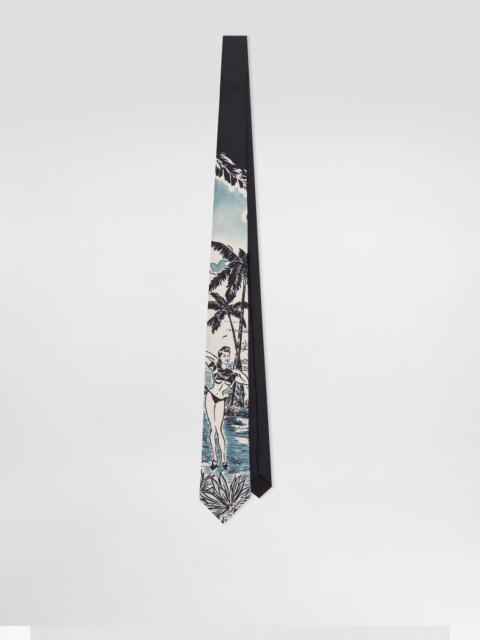 Pin-up print silk tie