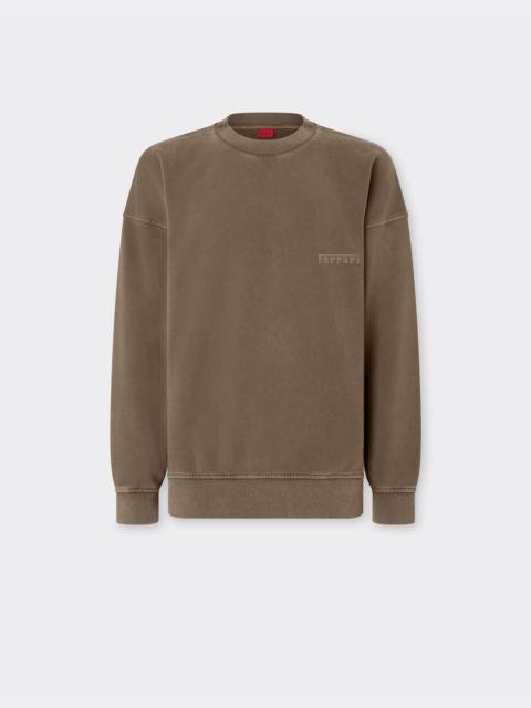 Crewneck cotton sweatshirt with Ferrari logo