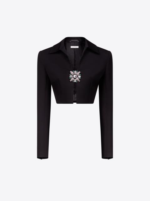 CRYSTAL BROOCH CROPPED JACKET