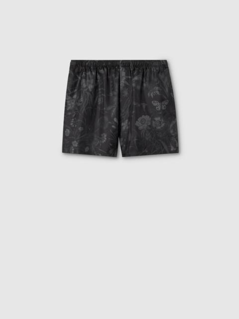 Printed silk twill shorts