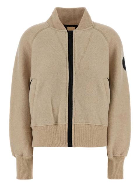 wool blend fleece bomber jacket