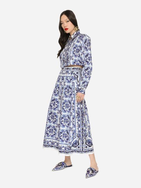 Majolica-print poplin culottes