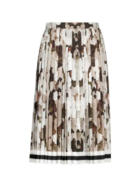 Printed pleated midi skirt