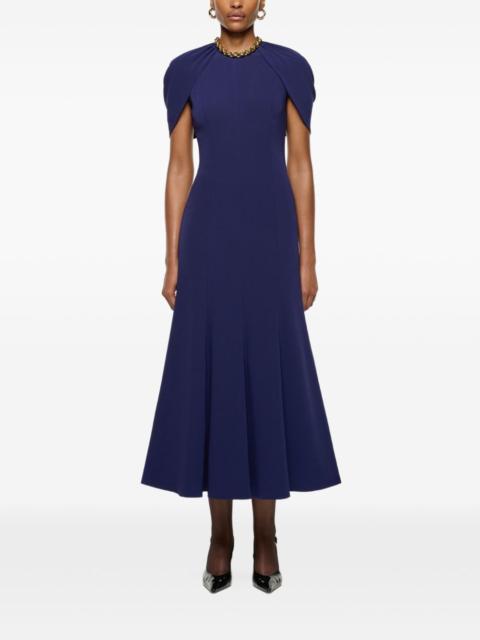 gathered-shawl midi dress