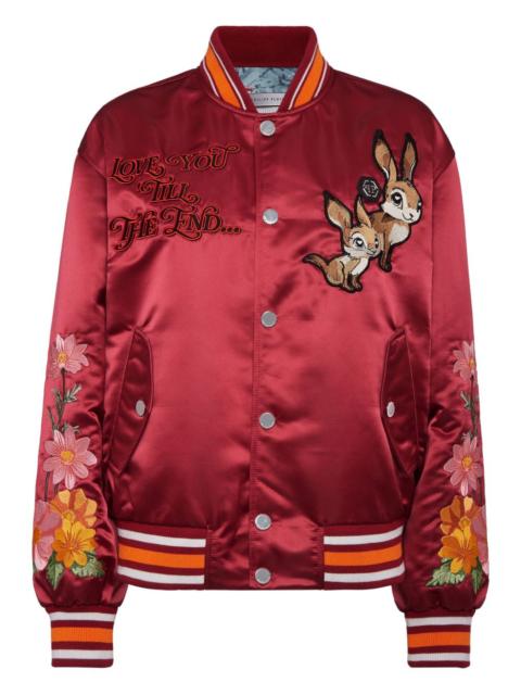embroidered satin bomber jacket