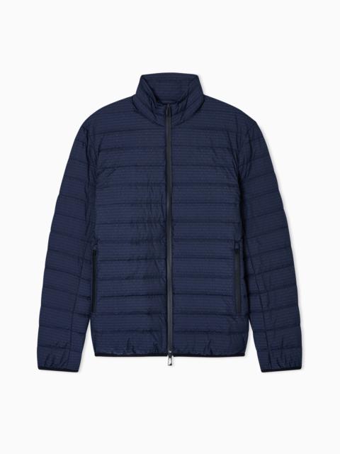 WATER-REPELLENT, QUILTED NYLON DOWN JACKET WITH JACQUARD LOGO LETTERING