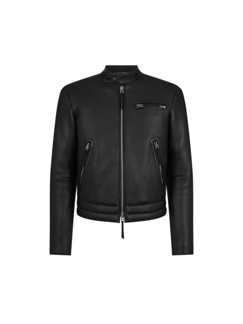 GRAIN LEATHER ZIP BIKER
