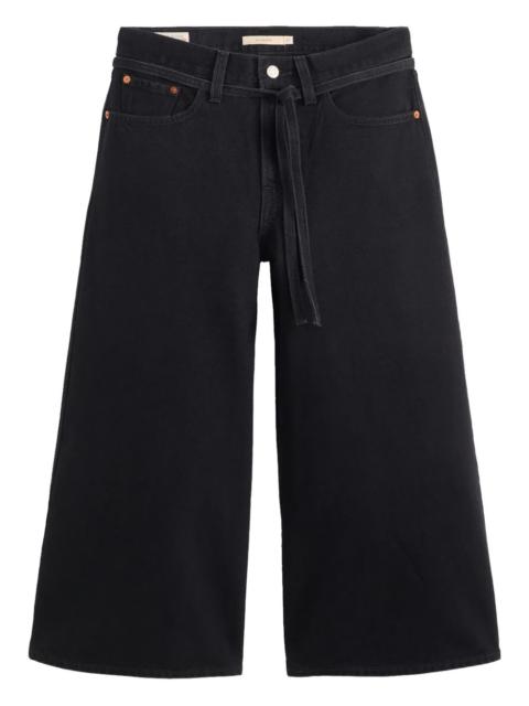 tie-belt cotton jeans